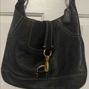 Coach - LIKE NEW!! Black Leather Bag with Gold Accent and official trademark
